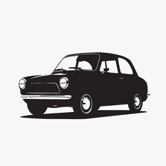 Obraz premium Black silhouette of a car in white background