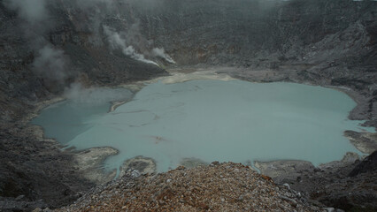 View of Sorikmarapi volcanic crater lake, North Sumatra, Indonesia.