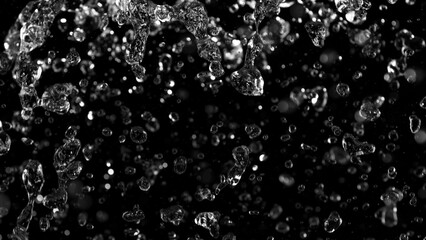 Abstract Water Splashes Isolated on Black Background.