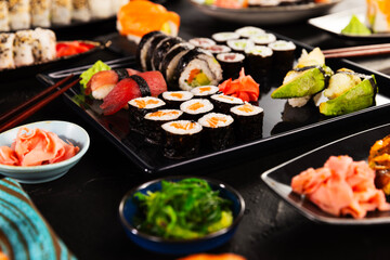 Detailed View of Various Kind of Sushi Pieces.