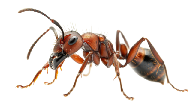 Ant close up on transparent background