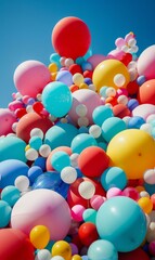 A large pile of balloons are piled up on top of each other. AI.