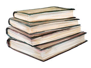 Stack of old books illustration isolated on a white background.