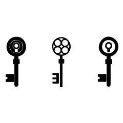 Set of Three Vintage Keys Silhouettes