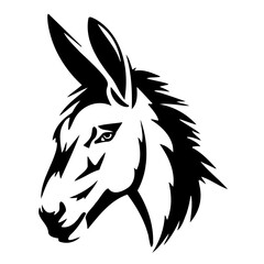 Donkey Head Silhouette in Black and White