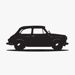 Black silhouette of a car in white background