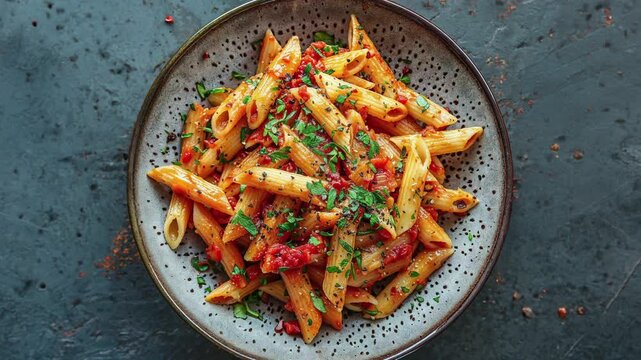 Delicious Penne Pasta With Tomato Sauce And Herbs