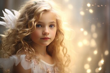 Fototapeta premium Ethereal bokeh lights framing the delicate beauty of angelic sweetness.