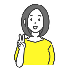 ピースする女性