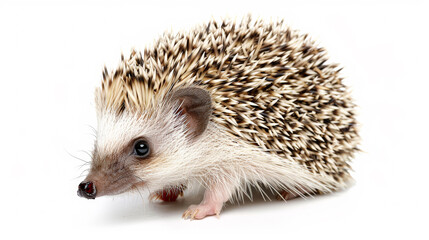 Fototapeta premium Adorable African Pygmy Hedgehog on White. Generative AI