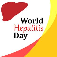 World Hepatitis Day, Red Liver, white background and patterns. Vector graphics on a white background