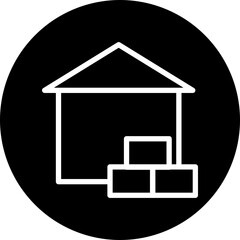 Warehouse Vector Line White Circle Black