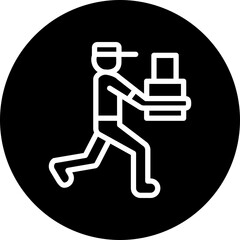 Delivery person Vector Line White Circle Black