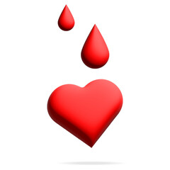 A red heart with droplets on top.. Vector graphics on a white background