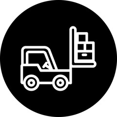 Forklift Vector Line White Circle Black