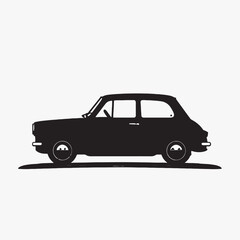 Naklejka premium Black silhouette of a car in white background