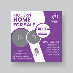 Modern Real state Home rent social media post Sale or carousel design template