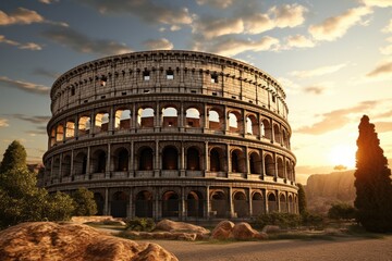 Fototapeta premium The Colosseum in ancient Rome, echoing with the cheers of mythical creatures.