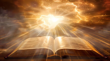 An open book emitting light