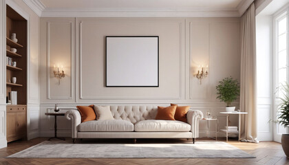 Fototapeta premium Elegant Retreat: European Charm Infused in a Blank Wall Haven, Generative AI