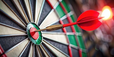 Red dart stuck in dartboard, game, target, bullseye, accuracy, sport, play, competition, success, skill, aiming, achievement, throw