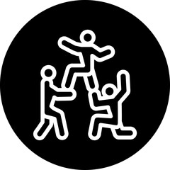 Team Building Vector Line White Circle Black