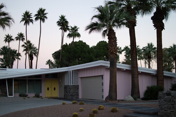 Pink and Yellow Mid Century Modern House in Palm Springs, California