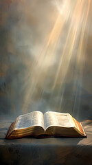 An open book emitting light