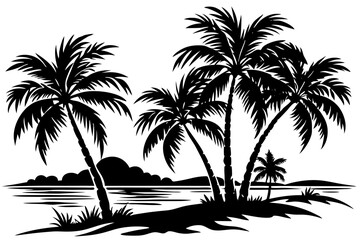 Palm Tree silhouette vector Illustration