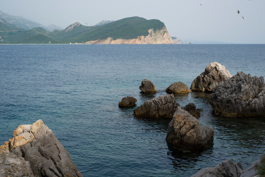 Rocky coastline, Petrovac, Montenegro