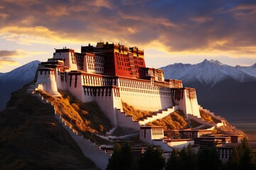 The Potala Palace in Tibet, with monks practicing ancient elemental magic.