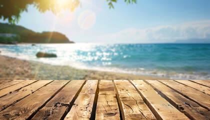 Fototapeta premium beach with palm trees background, sea background