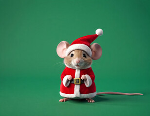 Cute little mouse in santa claus, słodka mała w przebraniu świętego mikołaja, animacja, grafika, 3d