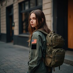 Fototapeta premium woman walking on the street