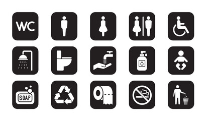 toilet vector icons set, male or female restroom wc. toilet signs.