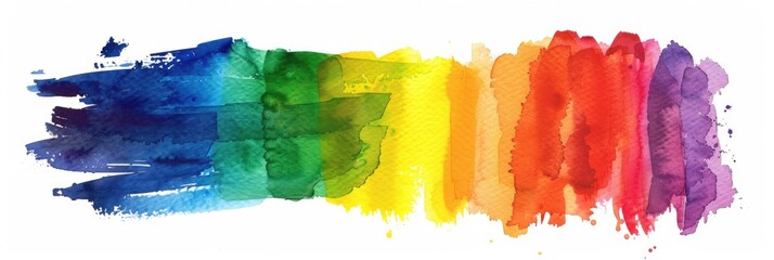 Fototapeta premium Colorful Brush. Rainbow Watercolor Striped Background with Bright Colourful Texture