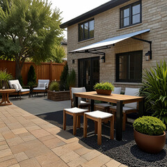 lounge chairs and tables