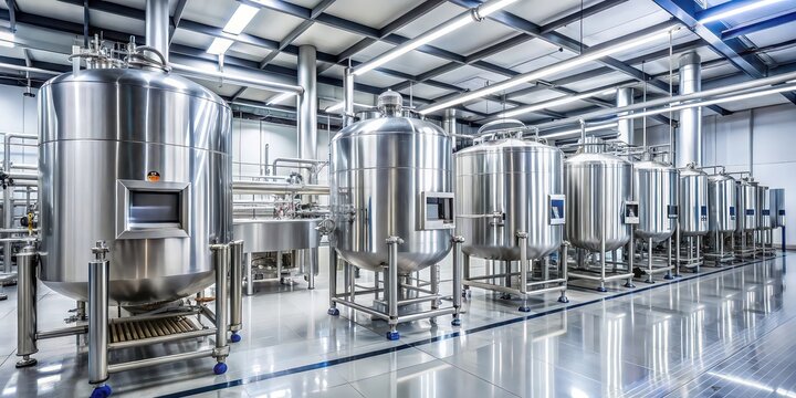 Biotech facility with large fermenters for cultivating microorganisms, biotechnology, facility
