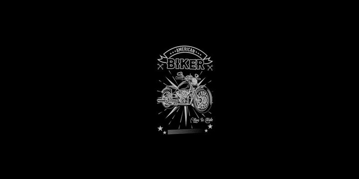 American Biker Live to Ride, Biker T-shirt Design 3D Rendering vedio 4K HD, Bike lover, race.