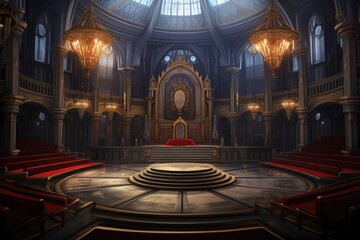 Obraz premium The Palace of the Parliament in Romania, concealing chambers of arcane knowledge.