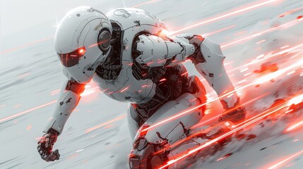 Fototapeta premium cyborg a inspired drawing of a futuristic robot