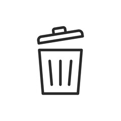 Trash bin with lid, linear style icon. Editable stroke width