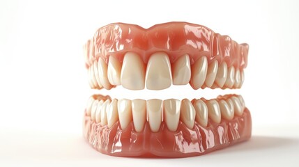 Obraz premium A close up of a fake tooth with a pinkish hue