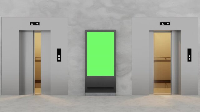 4k animation of Modern Office Or Hotel Entrance With Blank Billboard