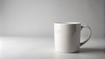 Obraz premium Empty plain white ceramic coffee mug isolated on clean background with ample copy space for text or logo placement.