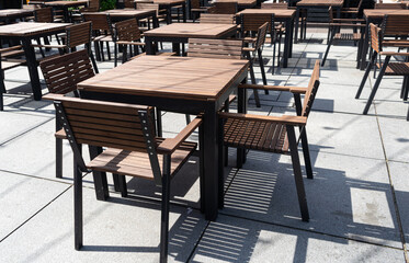 Street Restaurant Table, Empty Cafe Tables, Bistro Seat, Bar Terrace, Outdoor Restaurants, Cafeteria