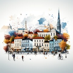 Obraz premium Minimalistic Illustration of Zagreb Cityscape in Vector Art