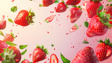 Fresh, lush and vibrant strawberries, Generative AI.新鮮で瑞々しい躍動感あふれるイチゴ、Generative AI。