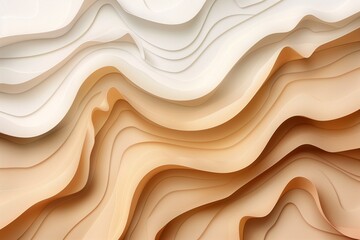 Obraz premium An abstract illustrated print in light beige and darker beige, thick swirling stripes. 