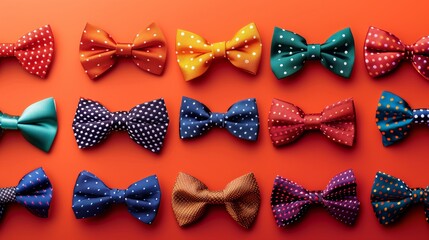 Multi-colored costume butterflies on a orange background